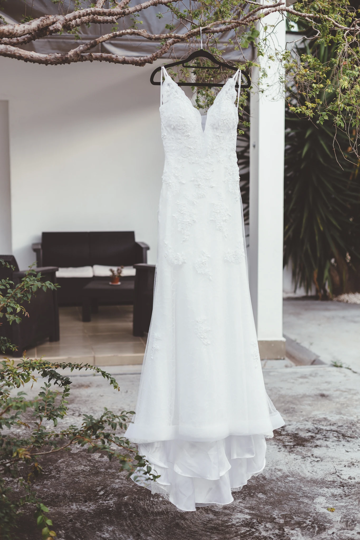 O vestido pendurado na árvore
